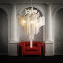 Elegant gold glass decorbites fringed chandelier for dining room
