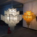 Elegant gold glass decorbites fringed chandelier for dining room