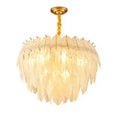 Elegant gold glass feather led hanging chandelier for foyer