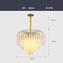 Elegant gold glass feather led hanging chandelier for foyer