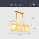 Elegant gold glass feather led hanging chandelier for foyer