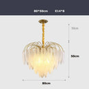 Elegant gold glass feather led hanging chandelier for foyer
