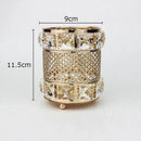 Elegant gold lattice hollow glass jar bedroom makeup brush holder