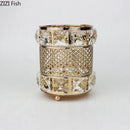 Elegant gold lattice hollow glass jar bedroom makeup brush holder