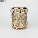 Elegant gold lattice hollow glass jar bedroom makeup brush holder