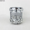 Elegant gold lattice hollow glass jar bedroom makeup brush holder