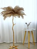 Elegant gold ostrich feather floor lamp bedroom tree light