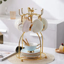 Elegant gold porcelain tea set dining room rack with bird figurine