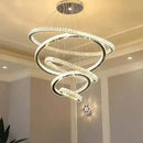 Elegant gold rings chandelier crystal spiral dining room pendant light