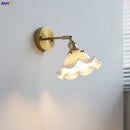 Elegant gold ruffled ceramic led wall light bedroom sconce