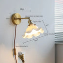 Elegant gold ruffled ceramic led wall light bedroom sconce