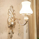 Elegant gold scrolled arm wall mount sconce bedroom crystal light