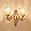 Elegant gold scrolled arm wall mount sconce bedroom crystal light