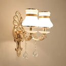 Elegant gold scrolled arm wall mount sconce bedroom crystal light