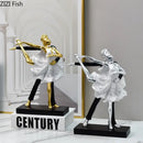 Elegant gold & silver tango dancer figurines living room home decor