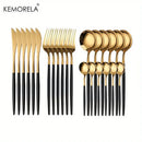 Elegant gold stainless steel cutlery set dining room gift box