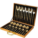 Elegant gold stainless steel cutlery set dining room gift box