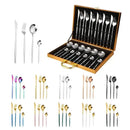 Elegant gold stainless steel cutlery set dining room gift box