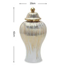 Elegant gold striped ceramic ginger jar living room storage