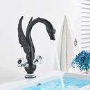 Elegant gold swan basin faucet bathroom mixer with crystal knobs