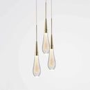 Elegant gold teardrop crystal glass led pendant lights for dining room