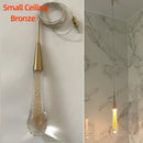 Elegant gold teardrop crystal glass pendant light dining room