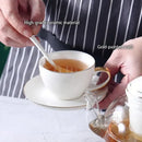 Elegant gold & white ceramic tea set with glass teapot kitchen warmer