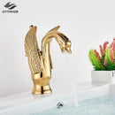 Elegant golden swan faucet bathroom hot and cold mixer tap