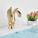 Elegant golden swan faucet bathroom hot and cold mixer tap