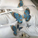 Elegant gray butterfly embroidery bedding set bedroom linens