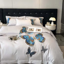 Elegant gray butterfly embroidery bedding set bedroom linens