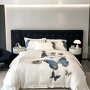 Elegant gray butterfly embroidery bedding set bedroom linens