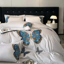 Elegant gray butterfly embroidery bedding set bedroom linens