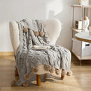Elegant gray chenille throw blanket light gray & beige bedroom decor