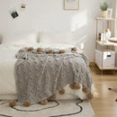Elegant gray chenille throw blanket light gray & beige bedroom decor