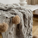 Elegant gray chenille throw blanket light gray & beige bedroom decor