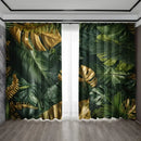 Elegant green and gold turtle leaf curtains – living room decor