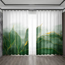 Elegant green and gold turtle leaf curtains – living room decor