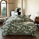 Elegant green & white rose 1000tc egyptian cotton bedding set bedroom