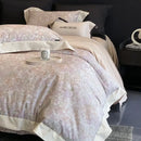 Elegant ivory & dark brown floral egyptian cotton bedding sets bedroom