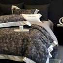 Elegant ivory & dark brown floral egyptian cotton bedding sets bedroom