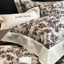 Elegant ivory & dark brown floral egyptian cotton bedding sets bedroom