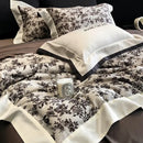 Elegant ivory & dark brown floral egyptian cotton bedding sets bedroom