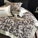 Elegant ivory & dark brown floral egyptian cotton bedding sets bedroom