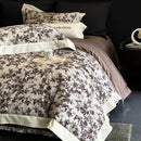 Elegant ivory & dark brown floral egyptian cotton bedding sets bedroom