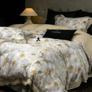 Elegant ivory floral print eucalyptus fiber bedding set bedroom