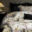 Elegant ivory floral print eucalyptus fiber bedding set bedroom