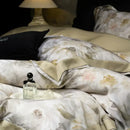 Elegant ivory floral print eucalyptus fiber bedding set bedroom
