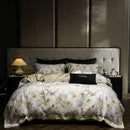 Elegant ivory floral print eucalyptus fiber bedding set bedroom