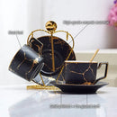 Elegant marble ceramic tea set – dining room gold pattern cups